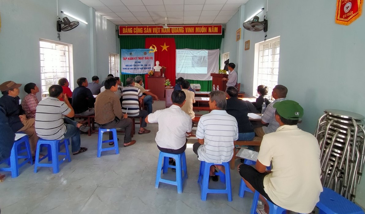 Tập huấn kỹ thuật nuôi ghép tổng hợp tôm, cua, cá